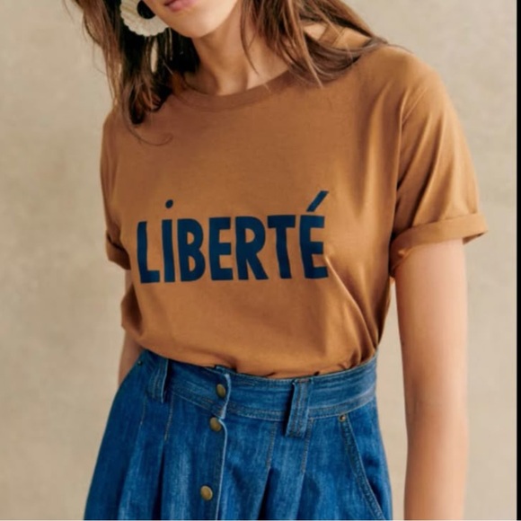 Sezane Tops - Sezane Liberte Camel T-Shirt Size XS